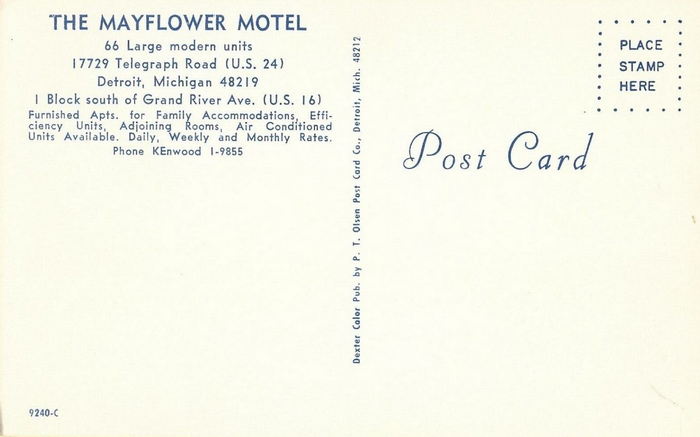 Mayflower Motel - Vintage Postcard